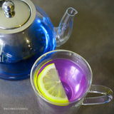 Blue tea pot lavender cup butterfly pea flowers