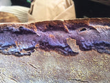 Purple sourdough made with Blue Matcha color change due to pH of sourdough