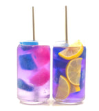 Color change lemonade and ice cubes made from butterfly pea flowers