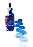 Natural blue color tones of b'Lure butterfly pea flower extract for cocktails and dishes